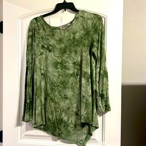 DJT Fashion Green Tie Dye Long Sleeve Tunic Women’s XXL